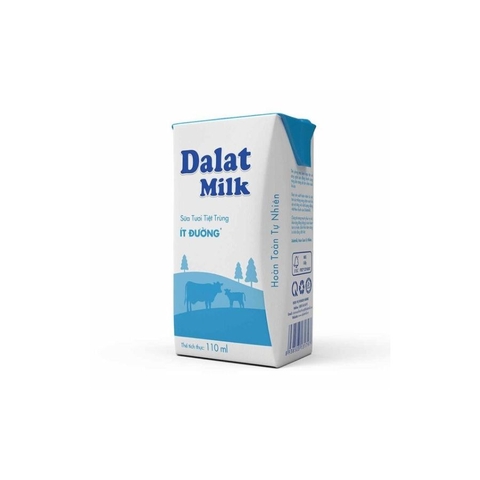 Sữa tươi tiệt trùng ít đường Dalatmilk 110ml (Lốc 4 hộp)