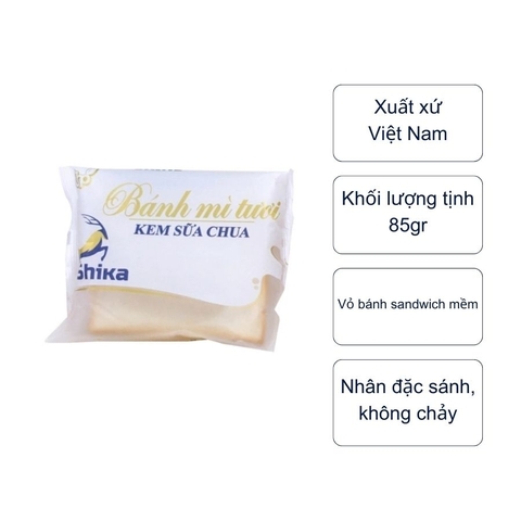 Bánh mì Sandwich tươi kem sữa chua Shika (gói 85Gr)