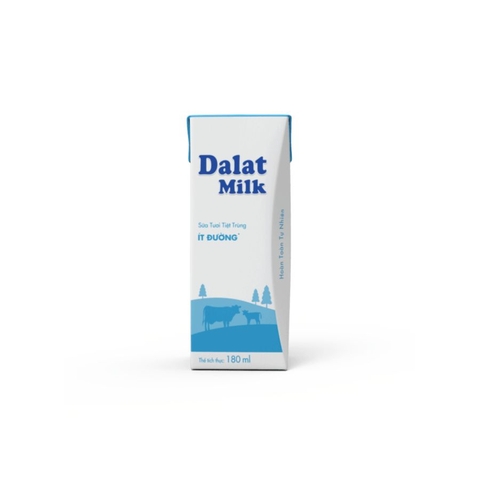 Sữa tươi tiệt trùng ít đường Dalatmilk 180ml (Lốc 4 hộp)