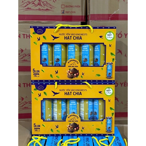 Hộp 5 lon nước yến Kingnest hạt chia 5x180ml  [TẾT]