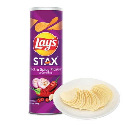 Lay's Stax Khoai Tây Miếng Vị Cay Nồng 105gr T16 (Ống)