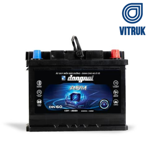 Ắc quy khô miễn bảo dưỡng Đồng Nai AGM DIN60 - 12V - 60Ah
