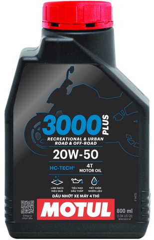 Dầu nhờn Motul 3000 Plus 4T 20W50 0.8L