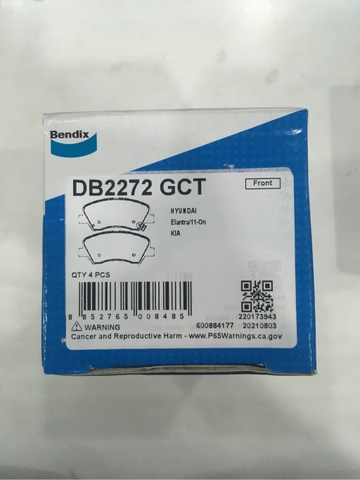 Má phanh Bendix DB2272 GCT [F]- Cerato-K3-Accent-Elantra-i20-i30