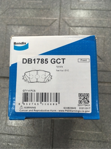 Má phanh trước BENDIX - TOYOTA (Vios 1.5 08-14, 07-12, 09+ sau đĩa, Altis 1.8/2.0 08+, Yaris 1.3/1.5 06-11)