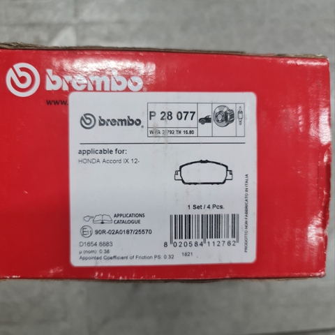 Má phanh trước HONDA (Accord IX 12+, Hrv 14+) - BREMBO (Kim loại)