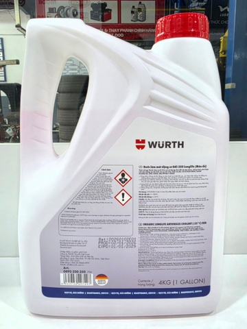Nước làm mát 4 lít Đỏ - WURTH OAT -35⁰