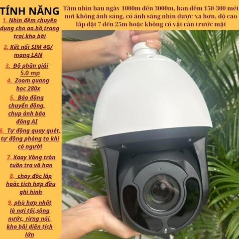 Camera chuyên đêm dành cho ao, trang trại, rừng núi, kho bãi, nơi không có ánh sáng, bản 4G/wifi có dây