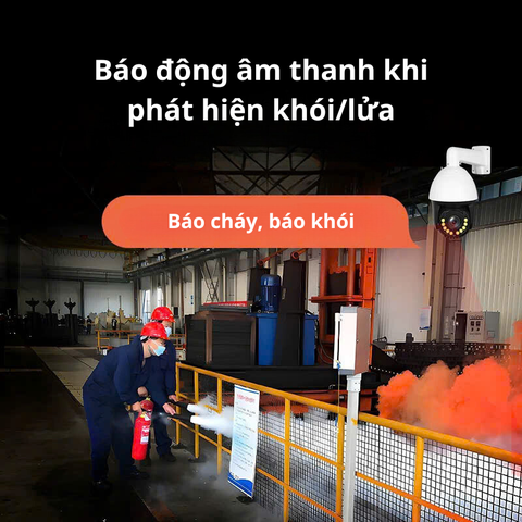 Camera báo cháy/báo khói, zoom quang 129x, tuần tra quay quét, ban đêm có màu, kết nối 4G/wifi/LAN
