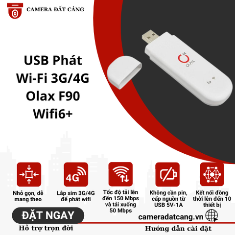 USB Phát Wi-Fi 3G/4G Olax F90, Tốc Độ 150Mbps, Wifi6+, Kết Nối 10 Thiết Bị Cùng Lúc, Dùng Cho Laptop PC...