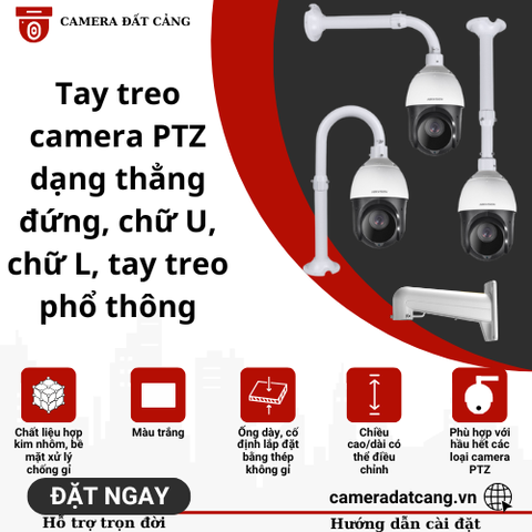 Tay treo camera dạng thẳng đứng, chữ L, chữ U, tay treo kiểu phổ thông cho các dòng camera PTZ Speed Dome