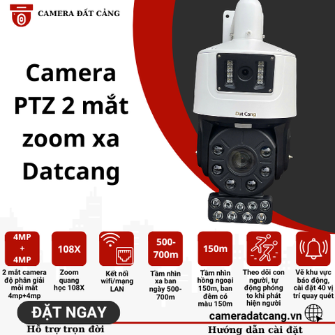 Camera PTZ zoom xa 2 mắt Datcang, kết nối wif/lan, dành cho ao hồ trang trại, nhà xưởng...dùng độc lập hoặc thêm vào đầu ghi