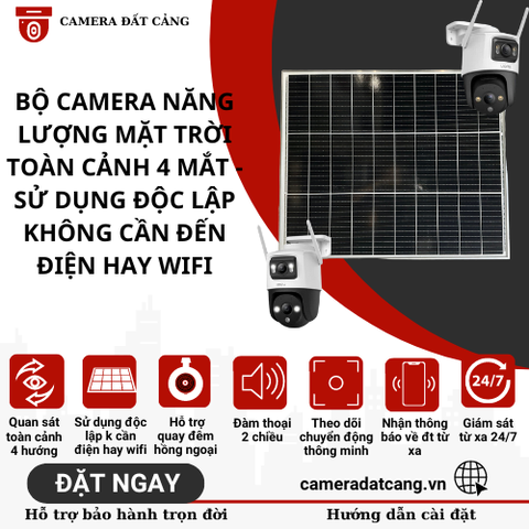Bộ camera năng lượng mặt trời 4 mắt toàn cảnh IMOU/EZVIZ, độ nét cao, hoạt động liên tục không cần điện hay wifi