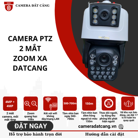 Camera PTZ zoom xa 2 mắt Datcang, kết nối wif/lan, dành cho ao hồ trang trại, nhà xưởng...dùng độc lập hoặc thêm vào đầu ghi