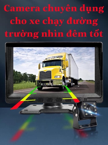 Bộ 4 mắt camera kèm màn hình 10.1 inch to chuyên đường trường cho xe tải, xe công, xe chở hàng đường dài, tầm nhìn ban đêm tốt giúp quan sát điểm mù, ghi hình vòng lặp