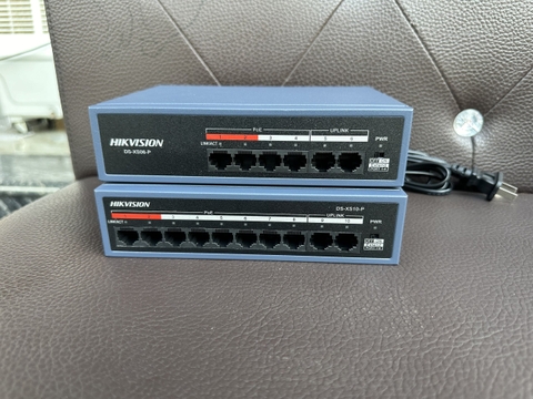 Switch POE Hikvision 4/8 cổng + 2 uplink sử dụng cho camera, đầu ghi hình