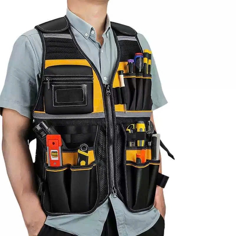 Áo bảo hộ có nhiều ngăn đựng dụng cụ thiết bị, bộ đai đeo đựng dụng cụ tháo lắp nhanh
