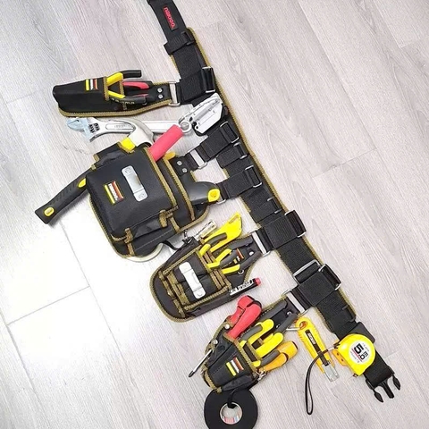 Áo bảo hộ có nhiều ngăn đựng dụng cụ thiết bị, bộ đai đeo đựng dụng cụ tháo lắp nhanh