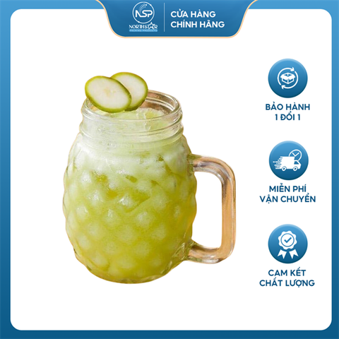 Cốc Thủy Tinh 500ml Hình Quả Dứa (Có Kèm Nắp), Ly Quai Thủy Tinh Cao Cấp - North Star Packing