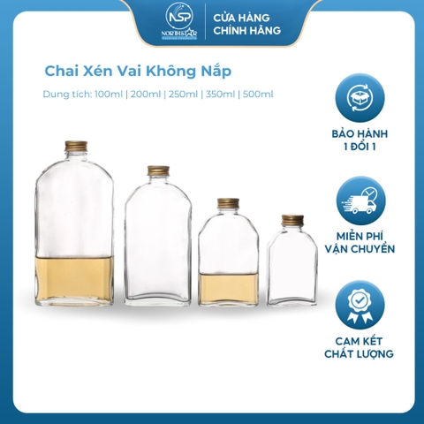 Chai Thủy Tinh Dẹt Vuông Vát Vai, Dung Tích 200ml, 250ml 350ml 500ml, Đựng Nước Ép, Cà Phê, Trà Sữa - North Star Packing