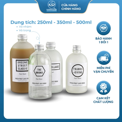 Chai Thủy Tinh Boston 250ml 350ml 500ml, Nắp Nhôm Dáng Tròn, Đựng Sữa Tươi, Trà Sữa , Sữa Hạt - North Star Packing
