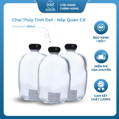 Chai Dẹt Nắp Nhựa Đen/Nắp Quân Cơ Dung Tích 250ml ~ 500ml, Đựng Cà Phê, Nước Ép, Sinh Tố, Rượu - NorthStar Packing
