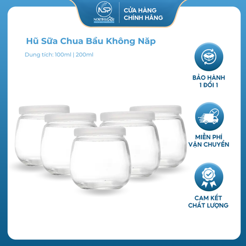 Hũ Thủy Tinh Sữa Chua Dáng Béo Nắp Nhựa 100ml 500ml, Làm Sữa Chua, Caramen, Bánh Flan - North Star Pacing