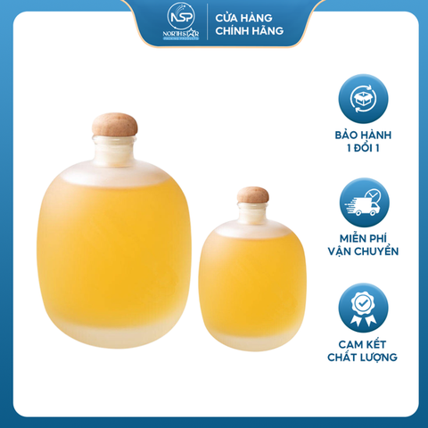 Chai Thủy Tinh, Bình Thuỷ Tinh Tròn Nhám Mờ Nắp Nút Gỗ Cao Cấp 250ml 500ml - North Star Packing