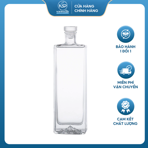 Chai Rượu Dẹp Vuông Đáy Núi - 500ml