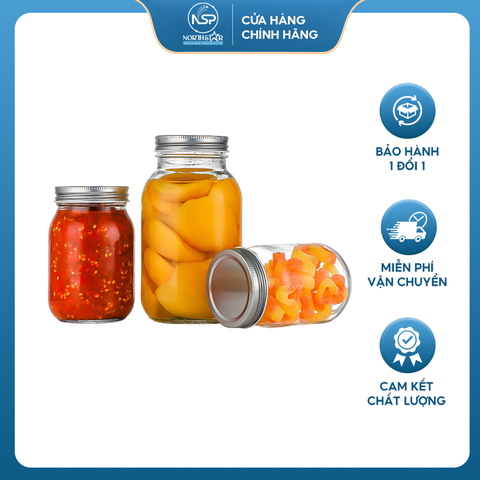 Hũ Thủy Tinh Tròn Nắp Thiếc 800ml 1000ml, Đựng Mật Ong, Ngũ Cốc, Đồ Muối - North Star Packing