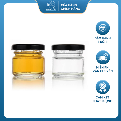 Hũ Thuỷ Tinh Nắp Thiếc Dáng Tròn 25ml, Đựng Mứt Trái Cây, Mật Ong, Các Loại Cao, Kem Dưỡng - North Star Packing