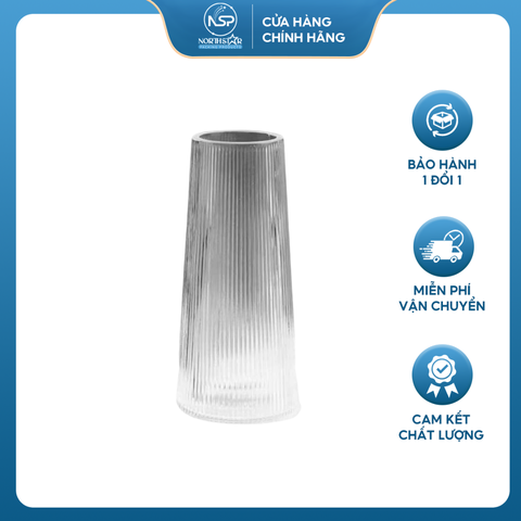 Lọ Hoa Thủy Tinh Dáng Trụ Vát Cao 22cm, Cắm Hoa Tươi, Hoa Khô, Trang Trí Không Gian - North Star Packing
