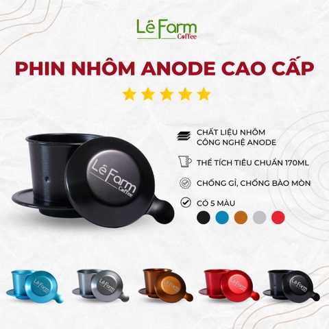 Phin Cà Phê Nhôm Màu Đen Black Cao Cấp Mạ Anode - Lê Farm Coffee