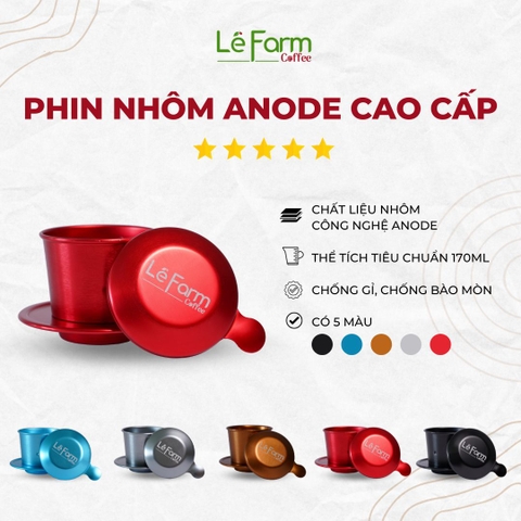 Phin Cà Phê Nhôm Màu Đỏ (Red) Cao Cấp Mạ Anode - Lê Farm Coffee