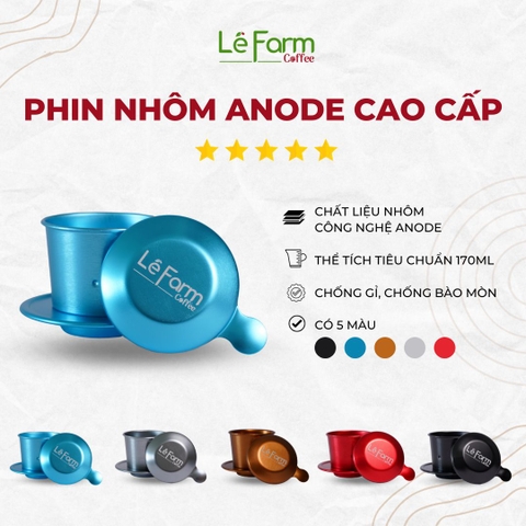 Phin Cà Phê Nhôm Màu Xanh Blue Cao Cấp Mạ Anode - Lê Farm Coffee