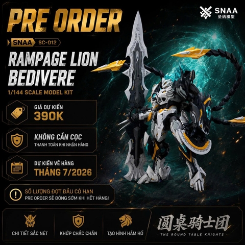 Mô Hình Lắp Ráp SNAA 1/144 RAMPAGE LION BEDIVERE - Bạo Liệt Sư - Hiệp Sĩ Bàn Tròn