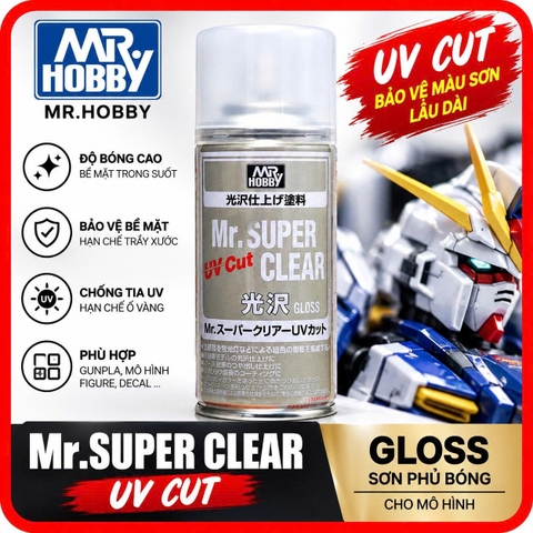 Bình Sơn Xịt Mô Hình Gundam topcoat UV Cut MRHOBBY Nhật Bản B522 Bóng 4973028335422