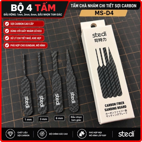 Bộ Tấm Chà Nhám Sợi Carbon STEDI MS-D4 – 4 Tấm/Bộ