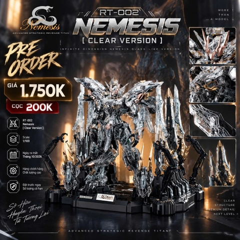 [Pre Order Giá 1750k ] Mô Hình Lắp Ráp 1/100 RT-002 Nemesis - Nữ Thần Phục Thù [ Clear Version ] Infinite Dimension