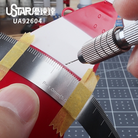 Bộ dụng cụ mô hình Gundam Ustar UA-92604-UA92605 Thước đo khoảng cách lỗ màng hình cung phẳng và khắc biến đổi