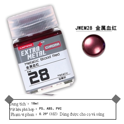 Sơn mô hình Extra Metal EM21-EM32 Metallic lacquer Chroma Jumpwind Color 18ml - Sơn Mô Hình