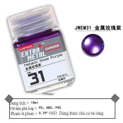 Sơn mô hình Extra Metal EM21-EM32 Metallic lacquer Chroma Jumpwind Color 18ml - Sơn Mô Hình