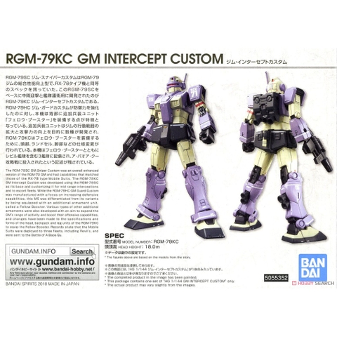 Mô hình Gundam HG RGM-79KC GM Intercept Custom Bandai