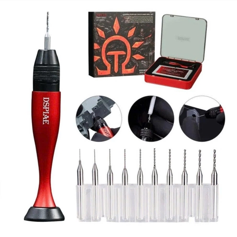 X-Bộ máy khoan mô hình cầm tay đa năng hợp kim nhôm không gỉ, đầu chính xác kèm mũi khoan DSPIAE AT-SHD 6977151542267
