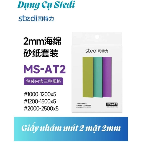 X- Giấy nhám mút 2 mặt 2mm 3mm #1000–1200-1500-2500 15 miếng/hộp Stedi MS-AT2 MS-DT2