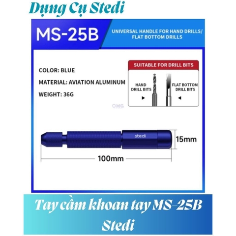 Ga chà Tay cầm khoan tay MS-25 và bộ mũi khoan Stedi - Dụng cụ mô hìnhPromax