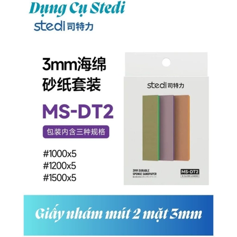 X- Giấy nhám mút 2 mặt 2mm 3mm #1000–1200-1500-2500 15 miếng/hộp Stedi MS-AT2 MS-DT2