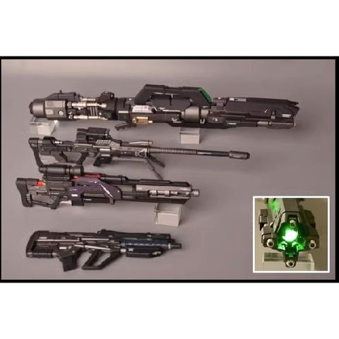 Gói Vũ Khí 1/100 4 Bộ Chứa Súng Bắn Tỉa Phóng Tên Lửa Súng Trường có pin cho mô hình