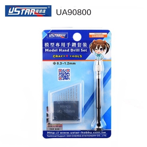 Máy khoan cầm tay mini kèm bộ mũi khoan UA-90800, UA-91300A, UA-91302, dao UA-91900, M.G-80340