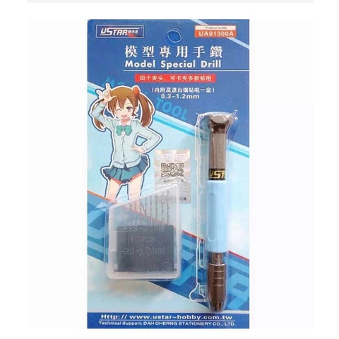 Máy khoan cầm tay mini kèm bộ mũi khoan UA-90800, UA-91300A, UA-91302, dao UA-91900, M.G-80340